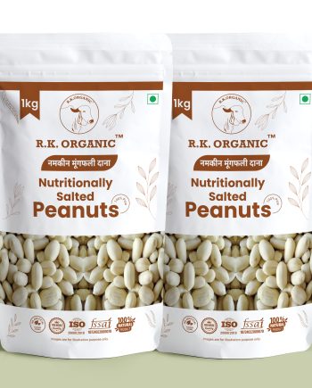 RK Organic Roasted White Peanuts (Salted) – 1kg Pack of 2 Crunchy Healthy Snack
